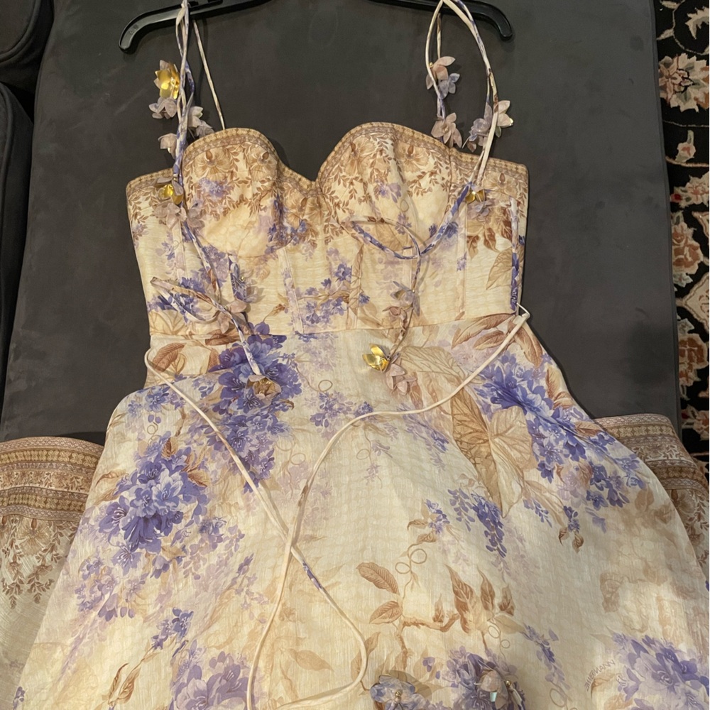 ZIMMERMANN Dawning Picnic Dress in Lilac Floral NWT AU 3/ US 10 - Picture 12 of 15